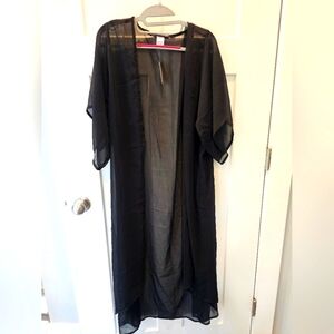 Jackpot Black Sheer Kimono Duster Cardigan Cover-Up NWT One Size